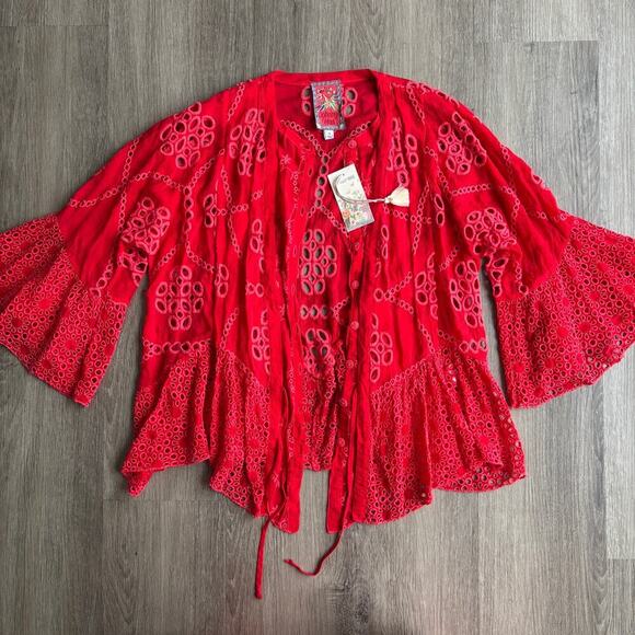 Johnny Was Tops - NWT Johnny Was Xanthos Rae Eyelet Blouse XS​​